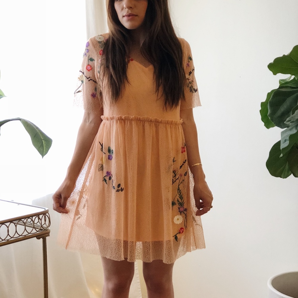 Topshop Petite Floral Lace Skater Dress